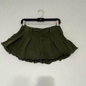 Free People Micro Mini Denim Skort Green size 4